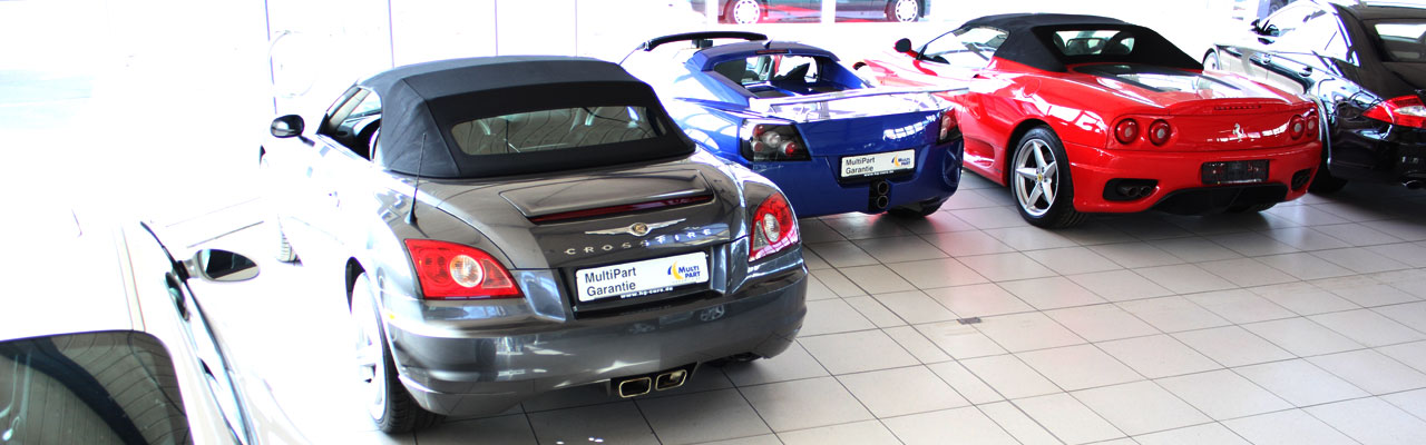 Used cars BMW, Audi, Corvette in the showroom